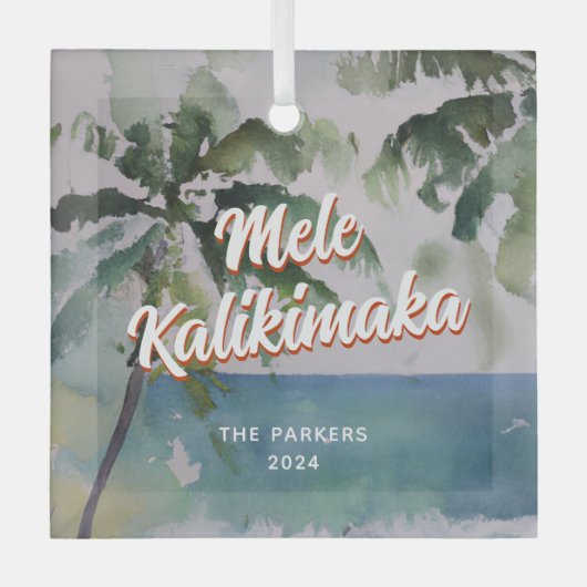 Waterverf Aloha Hawaiian Glas Ornament (Voorkant)