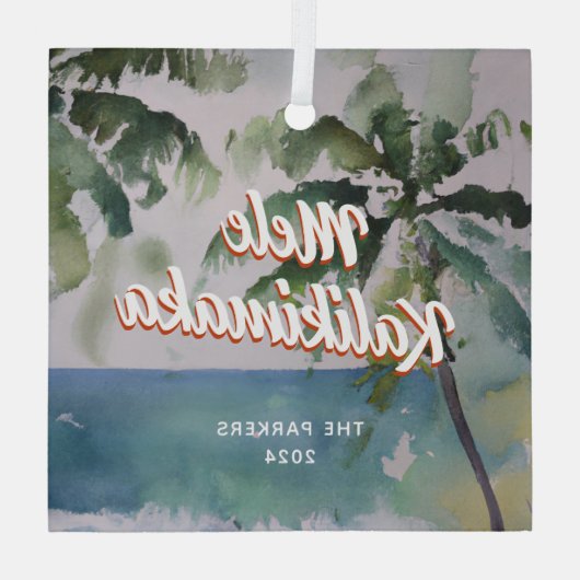 Waterverf Aloha Hawaiian Glas Ornament (Achterkant)