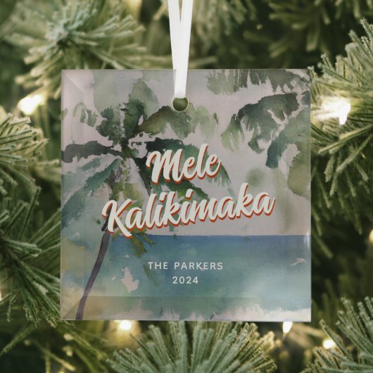 Waterverf Aloha Hawaiian Glas Ornament (Insitu)