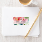 Waterverf Aloha Hawaiian Red Flowers Script Naam Etiket (Insitu)