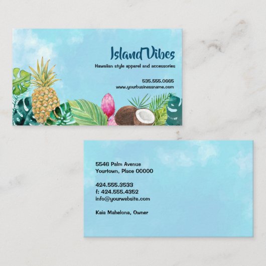Waterverf Aloha Hawaiian Visitekaartje (Voorkant / Achterkant)