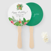 Waterverf Aloha Luau Elke Age Birthday Party Handwaaier (Voorkant en achterkant)