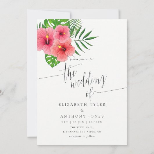 Waterverf Aloha Luau Uitnodiging tot weduwen (Voorkant)