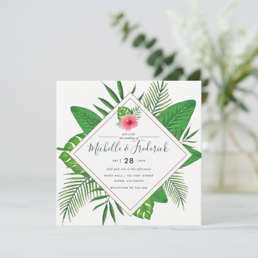 Waterverf Aloha Luau Uitnodiging tot weduwen (Staand voorkant)