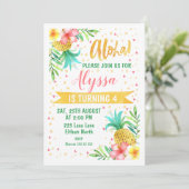 Waterverf Aloha Luau Verjaardagsuitnodiging Kaart (Staand voorkant)
