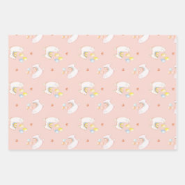 Waterverf Alpaca Verjaardag Pastel Ballonnen Roze Inpakpapier Vel