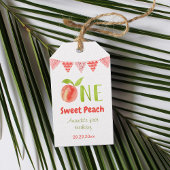 Waterverf als een peach first Birthday Cadeaulabel
