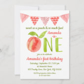 Waterverf als een peach first Birthday Kaart (Voorkant)