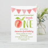 Waterverf als een peach first Birthday Kaart (Staand voorkant)