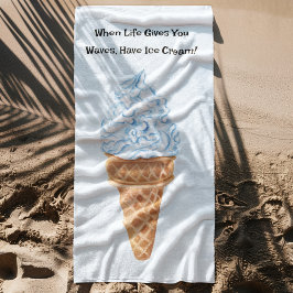 Waterverf Als het leven golft, heb ijs blauw  Strandlaken