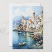 Waterverf Amalfi Coast Italië Bestemmingsbruiloft Kaart (Achterkant)