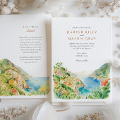 Waterverf Amalfi Coast Italië Bestemmingsbruiloft Kaart