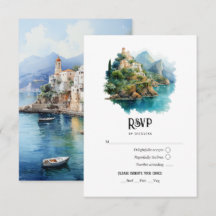 Waterverf Amalfi Coast Italië Bestemmingsbruiloft