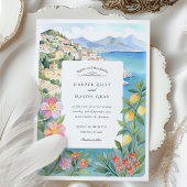 Waterverf Amalfi Coast Lemon Blossoms Wedding Kaart