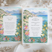 Waterverf Amalfi Coast Lemon Blossoms Wedding Kaart