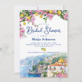 Waterverf Amalfi Coast Pink Lemons Vrijgezellenfee Kaart (Voorkant)