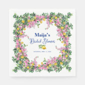 Waterverf Amalfi Coast Pink Lemons Vrijgezellenfee Servet (Voorkant)