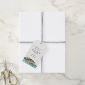 Waterverf Amalfi Coast skyline bruiloft welkom Cadeaulabel (Met Touw)