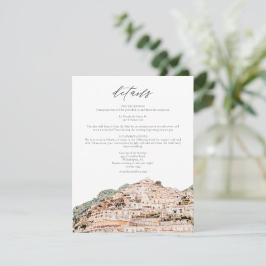 Waterverf Amalfi Coast Skyline Event Details Kaart (Staand voorkant)