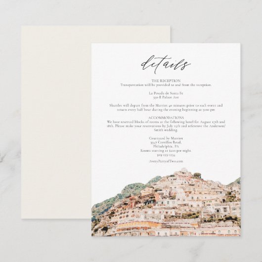 Waterverf Amalfi Coast Skyline Event Details Kaart (Voorkant / Achterkant)