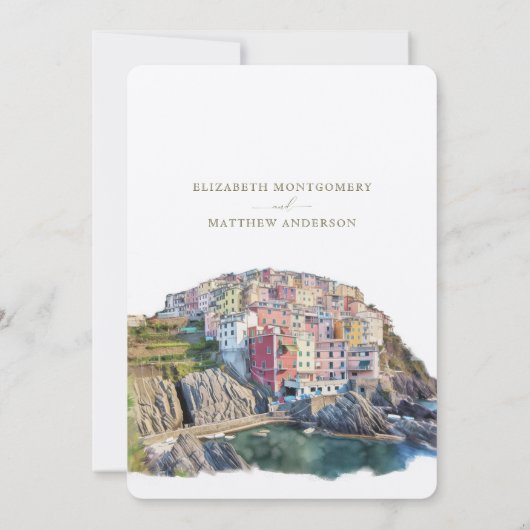 Waterverf Amalfi Coast Wedding Save the Date Kaart (Achterkant)