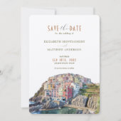 Waterverf Amalfi Coast Wedding Save the Date Kaart (Voorkant)