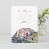 Waterverf Amalfi Coast Wedding Save the Date Kaart (Staand voorkant)