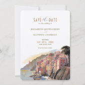 Waterverf Amalfi Coast Wedding Save the Date Kaart (Voorkant)