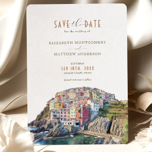 Waterverf Amalfi Coast Wedding Save the Date Kaart
