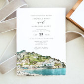 Waterverf Amalfi kust Italië Skyline Wedding Kaart