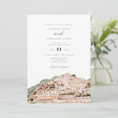 Waterverf Amalfi kust Italië Skyline Wedding Kaart (Staand voorkant)