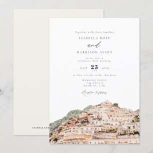 Waterverf Amalfi kust Italië Skyline Wedding Kaart