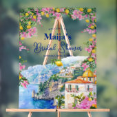 Waterverf Amalfi Kust Roze Citroenen Bruidsdiner Acryl Bord (Neutraal)