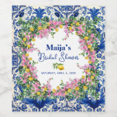 Waterverf Amalfi-kust Roze Citroenen Bruidsdiner Wijn Etiket (Enkel label)