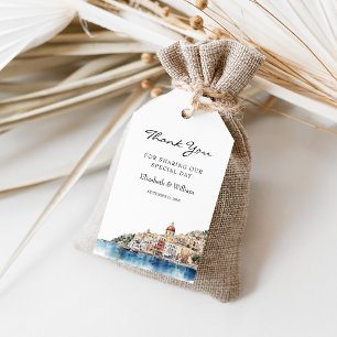 Waterverf Amalfikust Italië Bestemmingsgunst Cadeaulabel