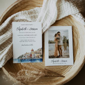 Waterverf Amalfikust Italië Trouwfoto Kaart