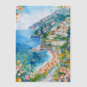Waterverf Amalfikust Mediterraan Italiaans Vellum Uitnodigingen (Voorkant)