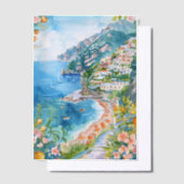 Waterverf Amalfikust Mediterraan Italiaans Vellum Uitnodigingen (Offset)