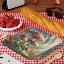 Waterverf Amanita Mushrooms Forest Foliage Art