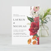 Waterverf Amaryllis Botanical Engagement Party Kaart (Staand voorkant)