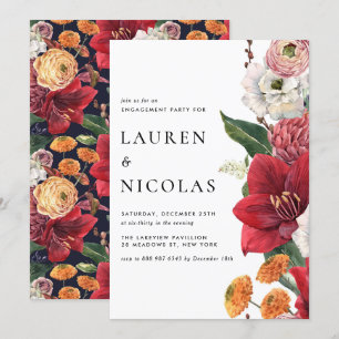 Waterverf Amaryllis Botanical Engagement Party Kaart