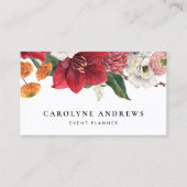 Waterverf Amaryllis en Chrysanthemum Floral Visitekaartje (Voorkant)