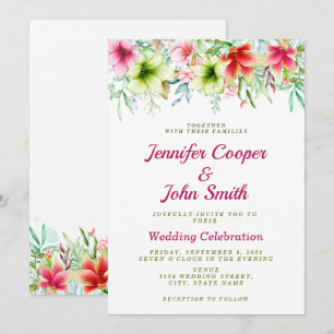 Waterverf Amaryllis Floral Spring Wedding Kaart