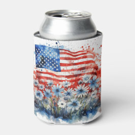 Waterverf American Flag & Flowers Blikjeskoeler