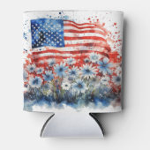 Waterverf American Flag & Flowers Blikjeskoeler (Voorkant)