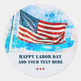 Waterverf American Flag Labor Day Ronde Sticker