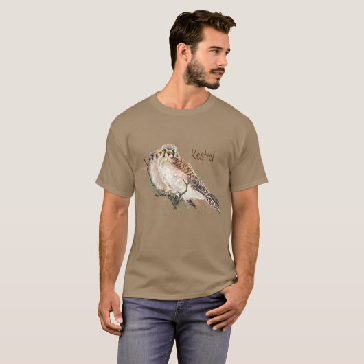 Waterverf American Kestrel Falcon Bird Hawk T-shirt (Voorkant volledig)