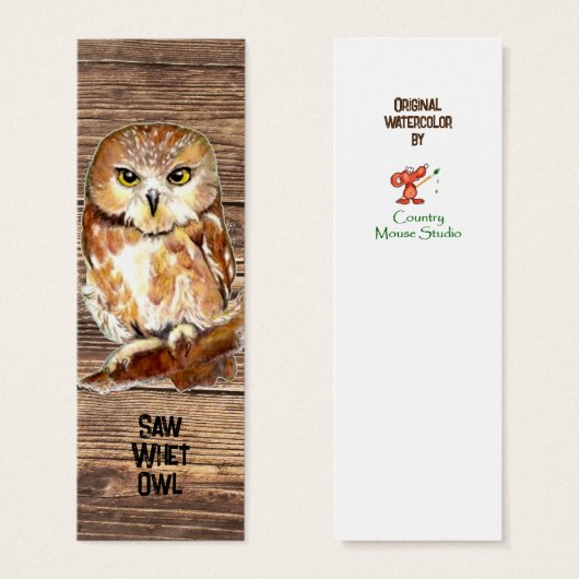 Waterverf American Owl Bird Bladwijzer Mini Visitekaartjes (Voorkant /achterkant)