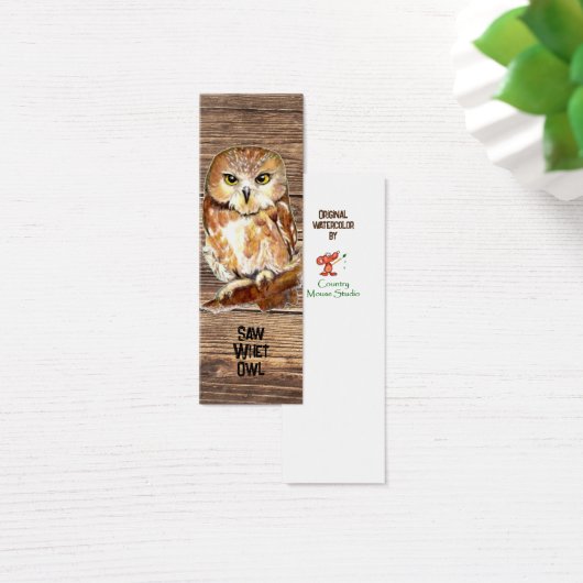 Waterverf American Owl Bird Bladwijzer Mini Visitekaartjes (Bureau)