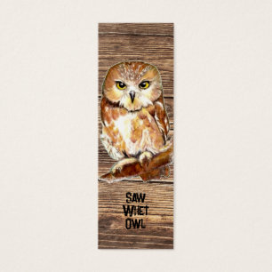 Waterverf American Owl Bird Bladwijzer Mini Visitekaartjes